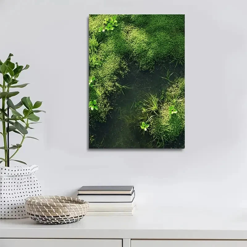 Green Aquatic Grassland Suitable Painting 40x60cm Metal Print Ready to Hang