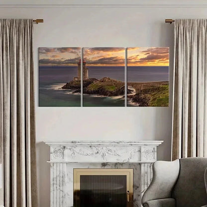 3pcs Ocean Coastline Lighthouse Nature Landscape Wall Art Set Canvas Framed 50x70cm - High Quality Print 100% Australian Made Wall Canvas Ready to Hang - Bella Home Decor