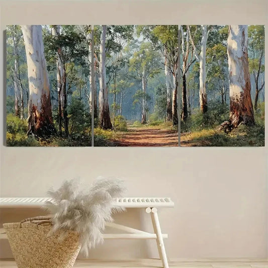 3pcs Serene Eucalyptus Gum Tree Painting Wall Art Set Canvas Framed 50x70cm - High Quality Print 100% Australian Made Wall Canvas Ready to Hang