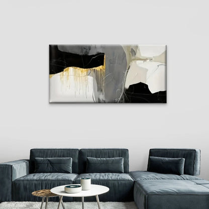 Golden Gray Abstract Perfect Wall Art Canvas Office Home Room Framed 120x60cm