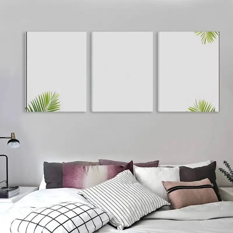 3pcs Neutral Palm Leaf Artistic Decor   Wall Art Set Canvas Framed 50x70cm - High Quality Print 100% Australian Made Wall Canvas Ready to Hang