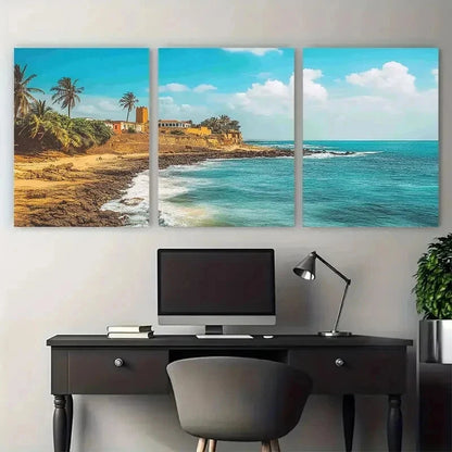 3pcs Senegal Décor West Africa Travel Perfect Wall Art Set Canvas Framed 50x70cm - High Quality Print 100% Australian Made Wall Canvas Ready to Hang