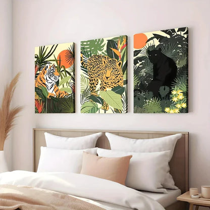 3pcs Classic Modern Jungle Animal Tiger Nature Wall Art Set Canvas Unframed - High Quality Print 100% Australian Made Wall Canvas - Bella Home Decor