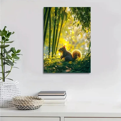 Serene Bamboo Grove Scene Ethereal Glow Painting 40x60cm Metal Print Ready to Hang - Bella Home Decor