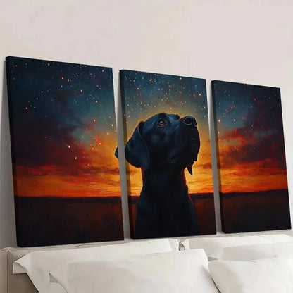 3pcs Starry Sky Dog Vibrant Colors Wall Art Set Canvas Framed 50x70cm - High Quality Print 100% Australian Made Wall Canvas Ready to Hang