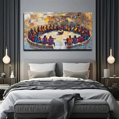 Bohemian Scene With People Wall Art Canvas Office Home Room Framed 120x60cm