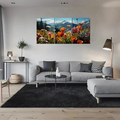 3pcs Colorful Flower Field Nature Wall Art Set Canvas Framed 60x90cm - High Quality Print 100% Australian Made Wall Canvas Ready to Hang - Bella Home Decor