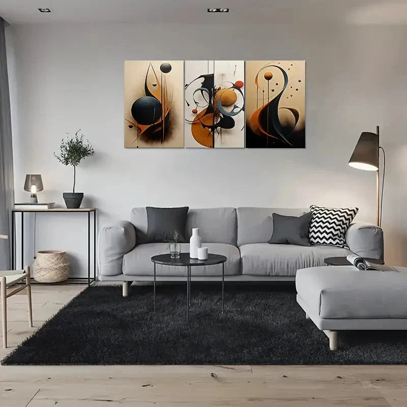 3pcs Modern Abstract Geometric Patterns Metal Print Ready to Hang Art