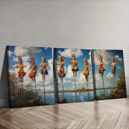 3pcs Walk on stilts Wall Art Set Canvas Unframed - High Quality Print 100% Australian Made Wall Canvas - Bella Home Decor