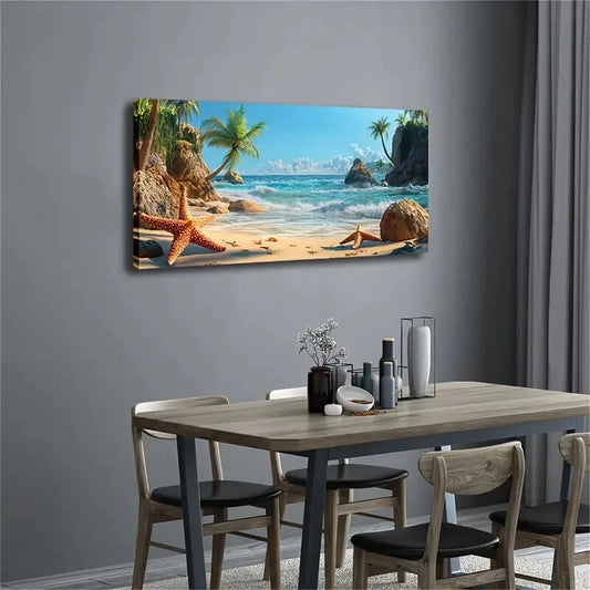 Minimalist Décor Vibrant Beach Wall Art Canvas Office Home Room Framed 120x60cm