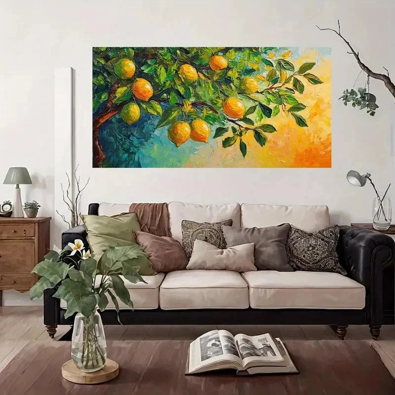 Lemon Tree Branch Wall Art Canvas Office Home Room Framed 120x60cm