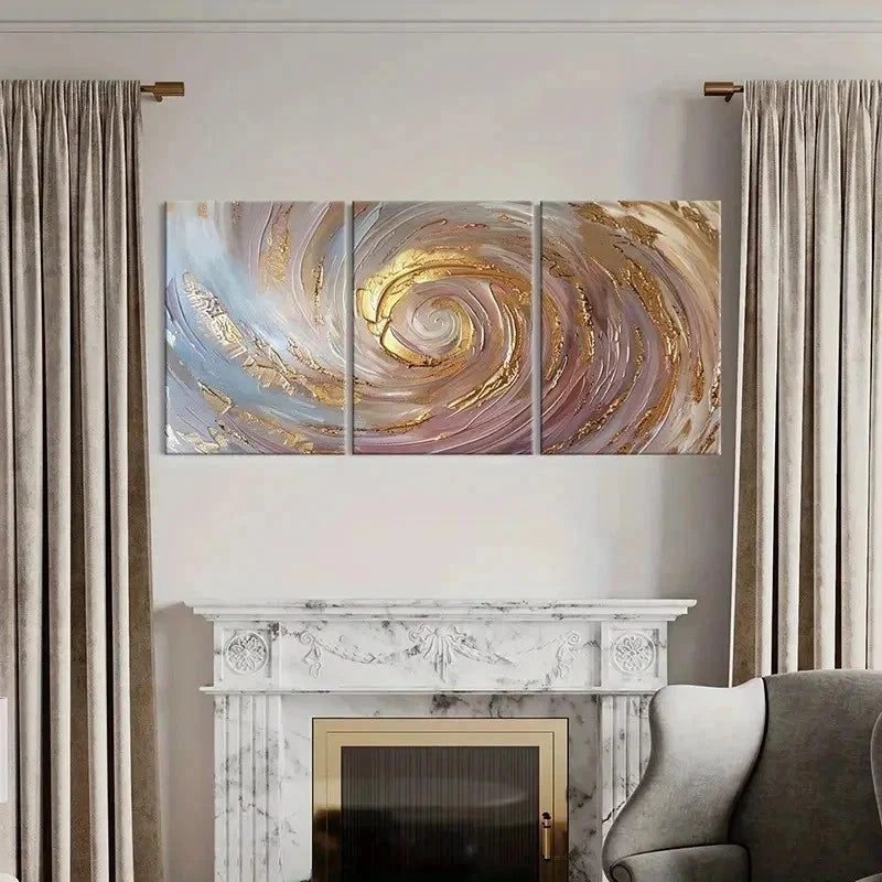 3pcs Abstract Golden Spiral Swirls Wall Art Set Canvas Framed 50x70cm - High Quality Print 100% Australian Made Wall Canvas Ready to Hang - Bella Home Decor