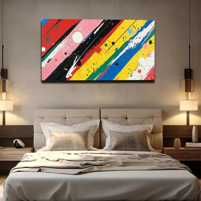 Stripes & Color Blocks Dots Wall Art Canvas Office Home Room Framed 120x60cm