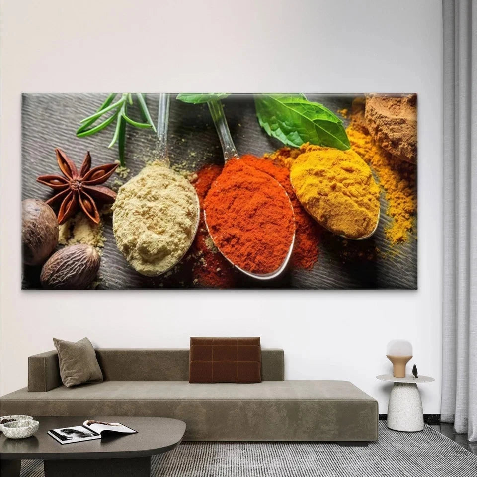 Modern Spices & Herbs Wall Art Canvas Office Home Room Framed 120x60cm