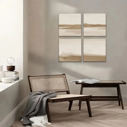 4pcs Neutral Wall Art Prints - Modern Boho Decor Wall Art Canvas Framed
