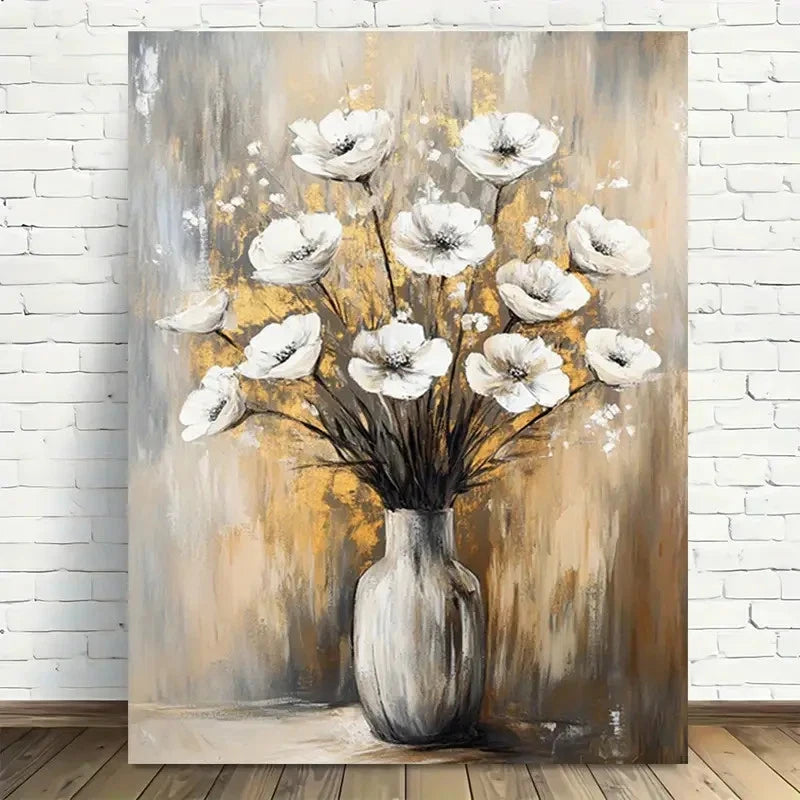 Beautiful Modern Vintage Abstract Floral Painting 40x60cm Metal Print Ready to Hang - Bella Home Decor