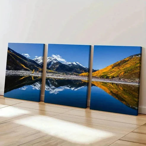 3pcs Lake Snow Mountains Forest  Wall Art Set Canvas Unframed - High Quality Print 100% Australian Made Wall Canvas