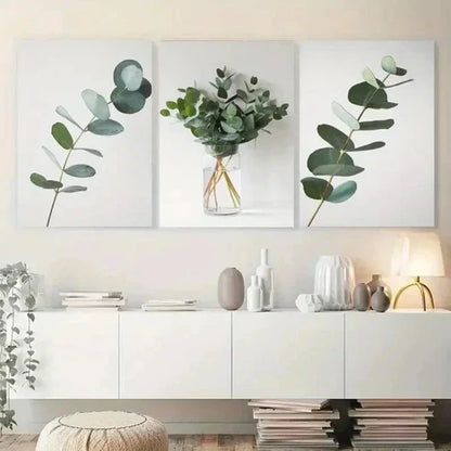 3pcs Eucalyptus Leaves Botanical Wall Art Canvas Unframed - High Quality Print 100% Australian Made Wall Canvas