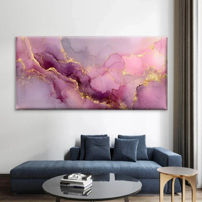 Abstract Fluid art in Pink Wall Art Canvas Office Home Room Framed 120x60cm