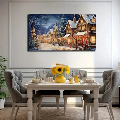 Snow Day House Wall Art Canvas Office Home Room Framed 120x60cm