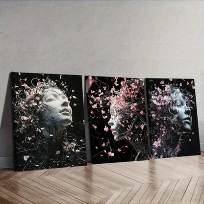 3 PCS Ethereal Figure In Dark Background Wall Art Set Canvas Unframed - High Quality Print 100% Australian Made Wall Canvas - Bella Home Decor