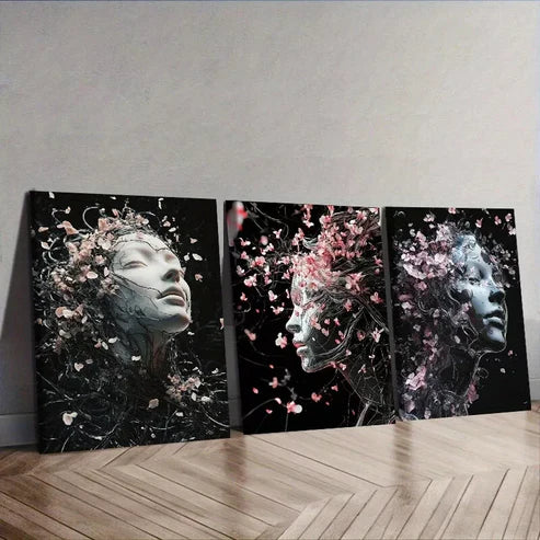 3 PCS Ethereal Figure In Dark Background Wall Art Set Canvas Unframed - High Quality Print 100% Australian Made Wall Canvas