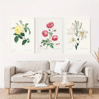 3pcs Colorful Flowers Nature-Inspired Wall Art Canvas Unframed - High Quality Print 100% Australian Made Wall Canvas - Bella Home Decor