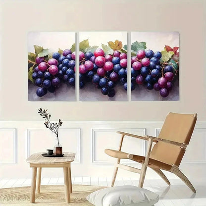 3pcs Décor Botanical Bunch Of Grapes Perfect Wall Art Set Canvas Framed 60x90cm - High Quality Print 100% Australian Made Wall Canvas Ready to Hang - Bella Home Decor