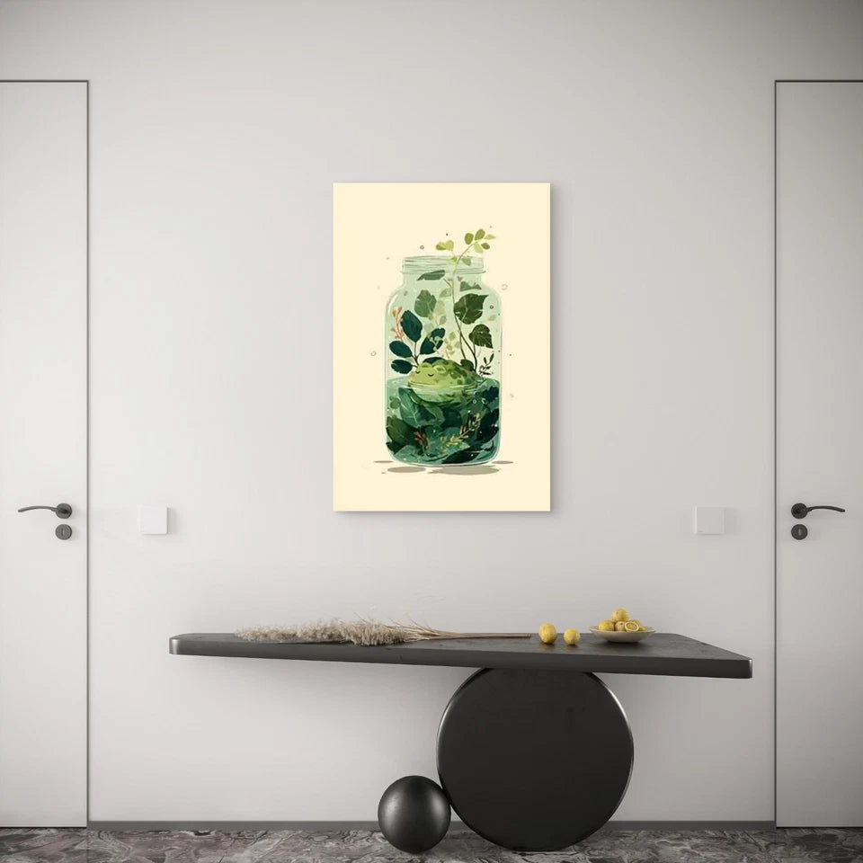 Frog Sanctuary in Bottle Metal Print Ready to Hang