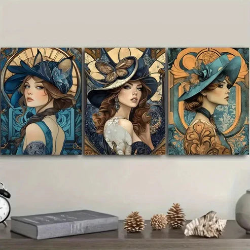 3pcs Beautiful woman Wall Art Canvas Unframed - High Quality Print 100% Australian Made Wall Canvas - Bella Home Decor