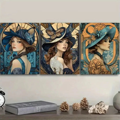 3pcs Beautiful woman Wall Art Canvas Unframed - High Quality Print 100% Australian Made Wall Canvas - Bella Home Decor