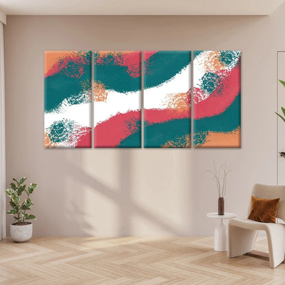 4pcs Modern Abstract Textured Colour Block Waves Wall Art Canvas Framed 45x80cm - High Quality Print 100% Australian Made Wall Canvas Ready to Hang