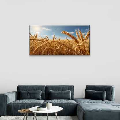Wheat Field Sun Shine Wall Art Canvas Office Home Room Framed 120x60cm