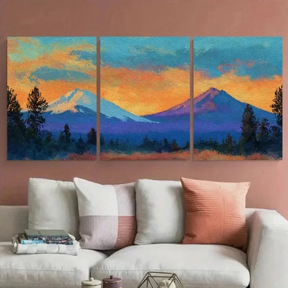 3pcs Mountain Landscape Vintage Nature Perfect  Wall Art Set Canvas Framed 40x60cm - High Quality Print 100% Australian Made Wall Canvas Ready to Hang