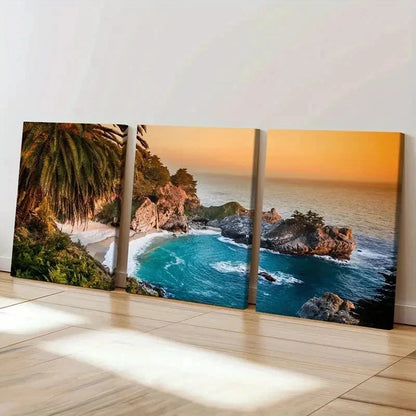 3pcs California Seaside Natural Landscape Wall Art Set Canvas Framed 50x70cm - High Quality Print 100% Australian Made Wall Canvas Ready to Hang - Bella Home Decor
