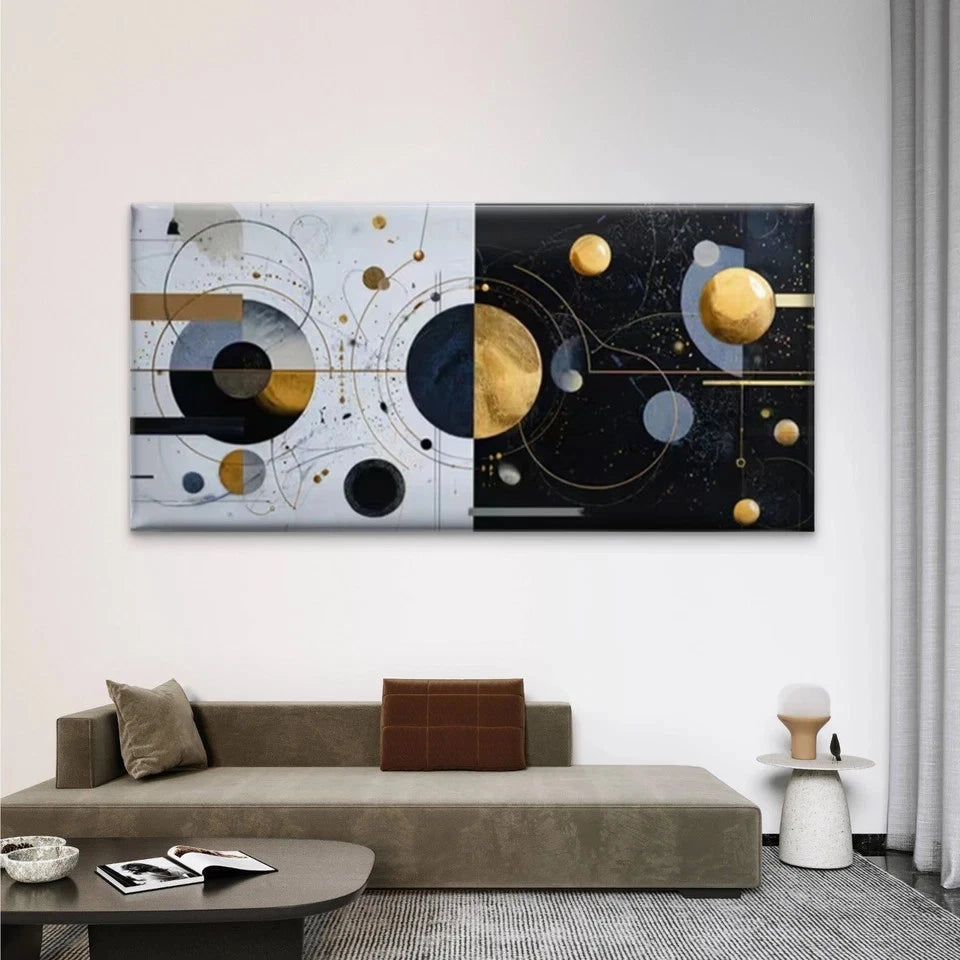 Abstract Planets Wall Art Canvas Office Home Room Framed 120x60cm