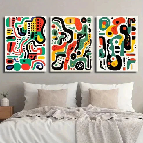 3pcs Geometric Decor with Colorful Shapes Wall Art Set Canvas Unframed - High Quality Print 100% Australian Made Wall Canvas