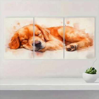3pcs Watercolor Cute Golden Retriever Sleeping Metal Print Ready to Hang Art
