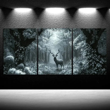 3pcs Beautiful Elk In The Forest Metal Print Ready to Hang Art - Bella Home Decor