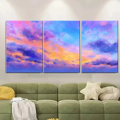3pcs Ocean Sunset & Sunrise Sky Clouds Wall Art Set Canvas Framed 40x60cm - High Quality Print 100% Australian Made Wall Canvas Ready to Hang