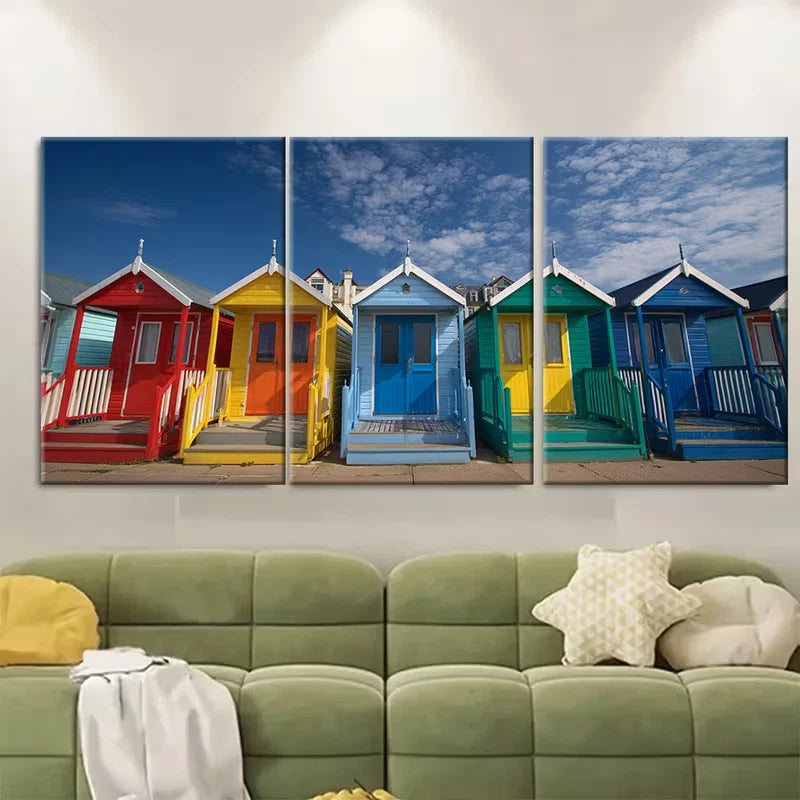 3pcs Hunstanton Travel Prints, Metal Print Ready to Hang Art