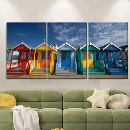 3pcs Hunstanton Travel Prints, Metal Print Ready to Hang Art