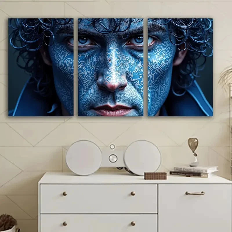 3pcs Blue Man Wall Art Set Canvas Framed 60x90cm - High Quality Print 100% Australian Made Wall Canvas Ready to Hang - Bella Home Decor