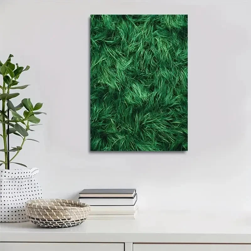 Emerald Wheatgrass Lawn Design Painting  40x60cm Metal Print Ready to Hang