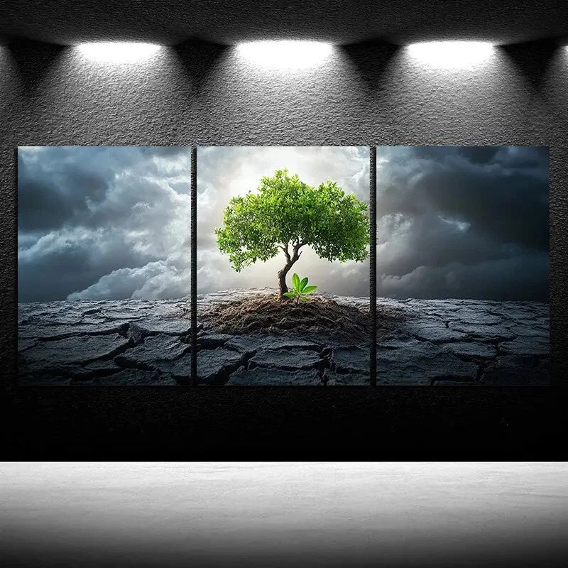 3pcs Plant with Great Vitality Nature Scenery Metal Print Ready to Hang Art - Bella Home Decor