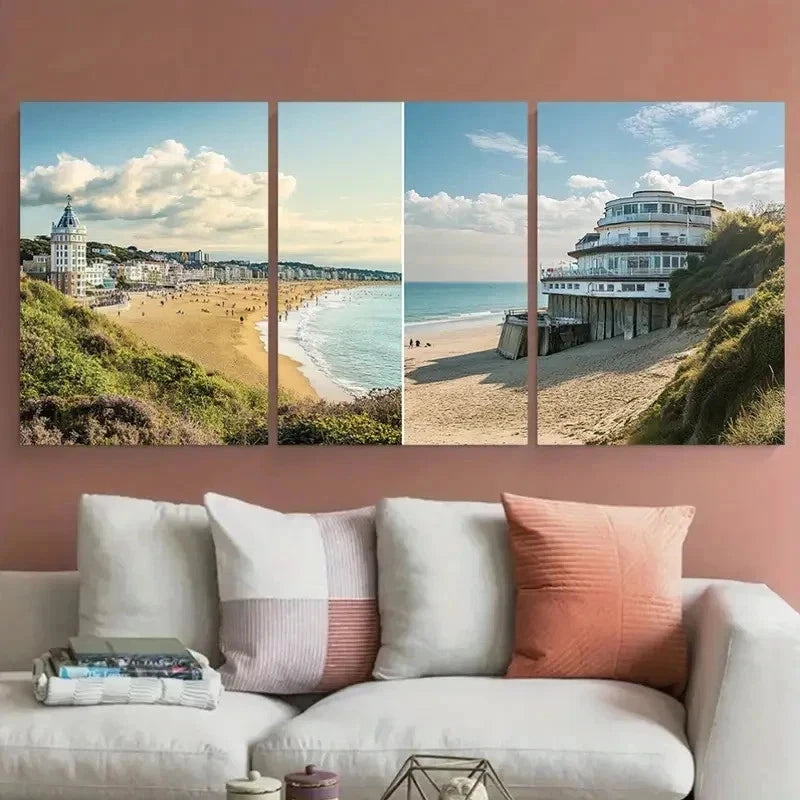 3pcs Bournemouth Coastal Landscape Perfect Wall Art Set Canvas Framed 40x60cm - High Quality Print 100% Australian Made Wall Canvas Ready to Hang - Bella Home Decor