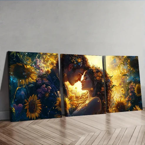 3pcs An Adorable Couple in Love Wall Art Set Canvas Unframed – High Quality Print 100% Australian Made Wall Canvas - Bella Home Decor