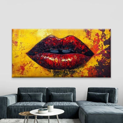Close-Up Design of Lips Wall Art Canvas Office Home Room Framed 120x60cm
