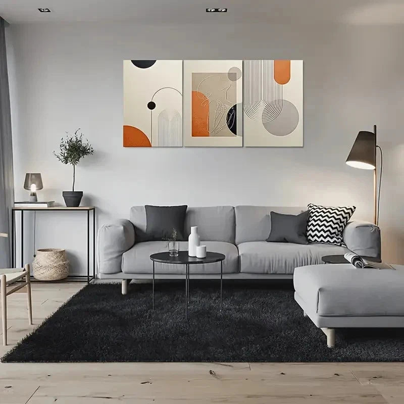 3pcs Abstract Modern Geometric Metal Print Ready to Hang Art - Bella Home Decor