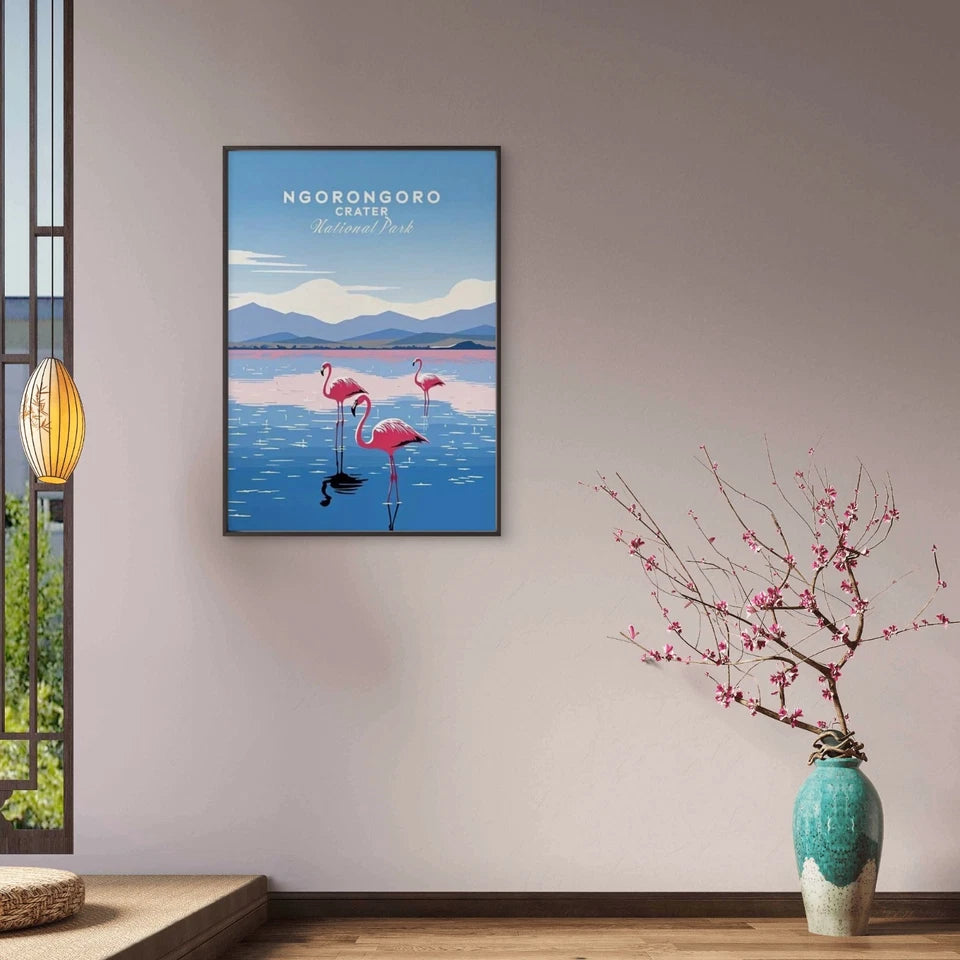 Vintage Ngorongoro Crater National Park Travel Poster Print Wall Art - Bella Home Decor